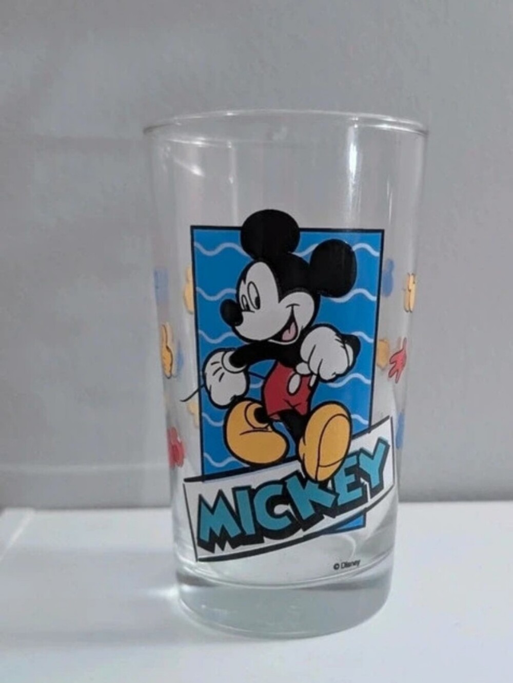 Vintage Disney Mickey Mouse Clear Glass Juice Tumbler - Anchor Hocking